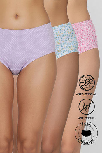 Buy Zivame Medium Rise Full Coverage Hipster Panty (Pack of 3) - Multicolor